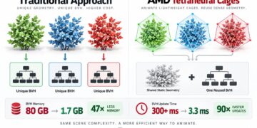 تصویری از فناوری رهگیری پرتو AMD