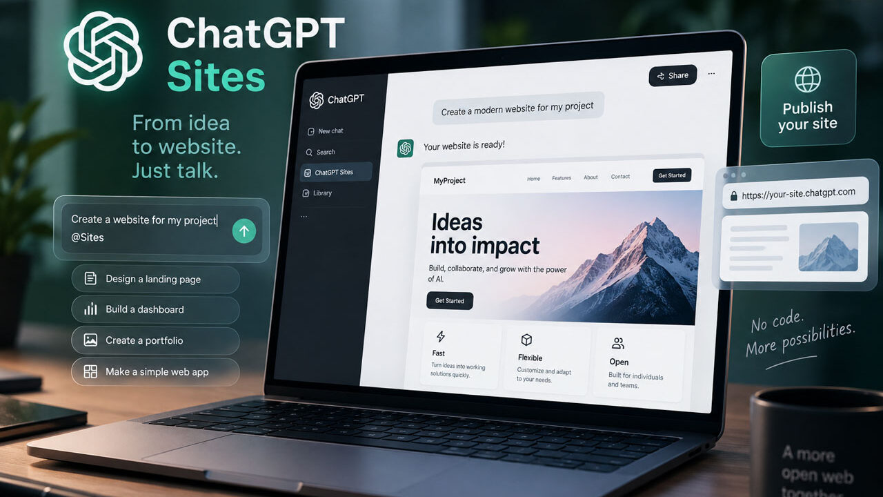 ابزار ChatGPT Sites از راه رسید؛ ساخت و انتشار سایت فقط با دستور متنی