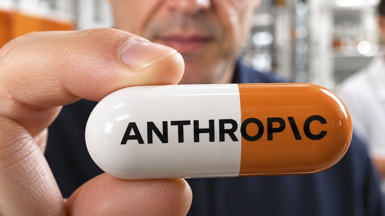 کپسولی با نام Anthropic در دست یک پژوهشگر داخل محیط آزمایشگاهی