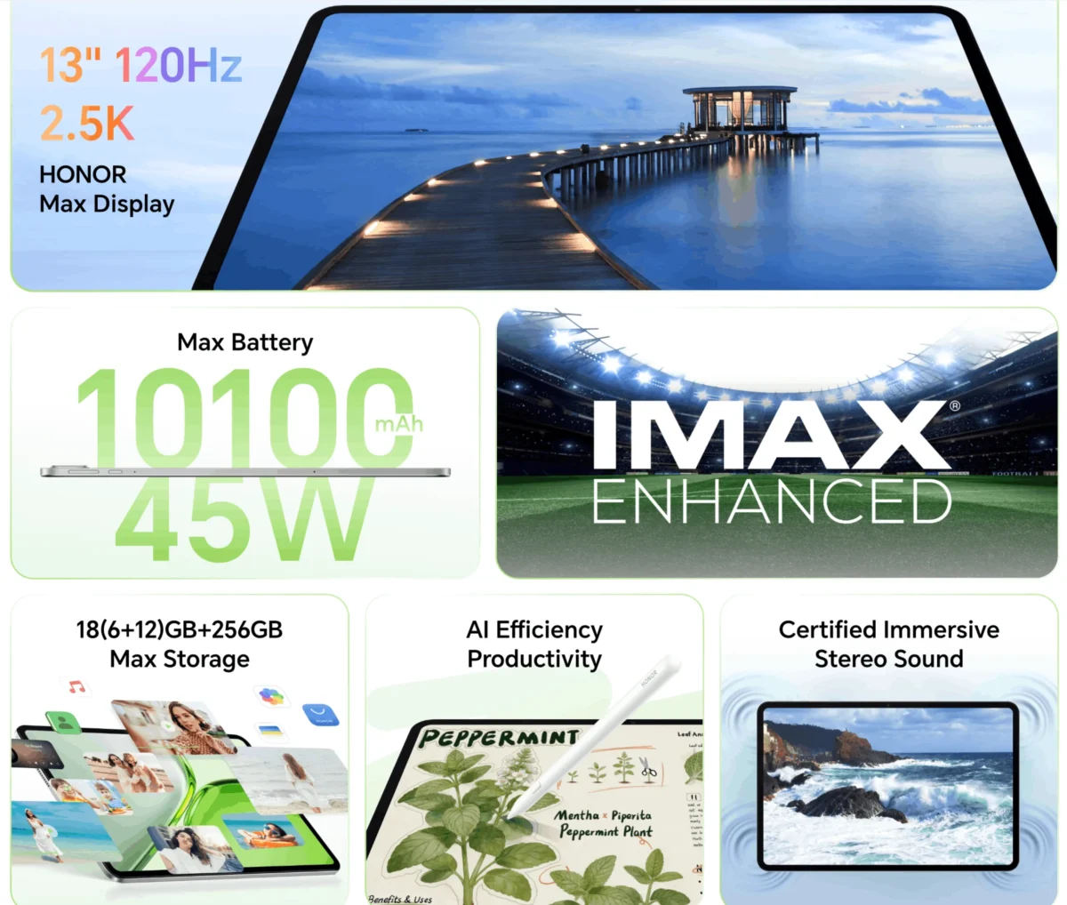 مشخصات فنی و باتری ۱۰۱۰۰ میلیآمپرساعتی تبلت Honor Pad X9b Max