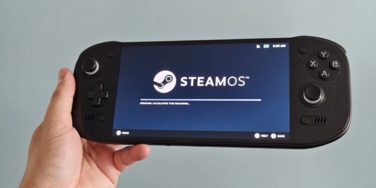 تصویری از اجرای SteamOS روی کنسول دستی اندرویدی