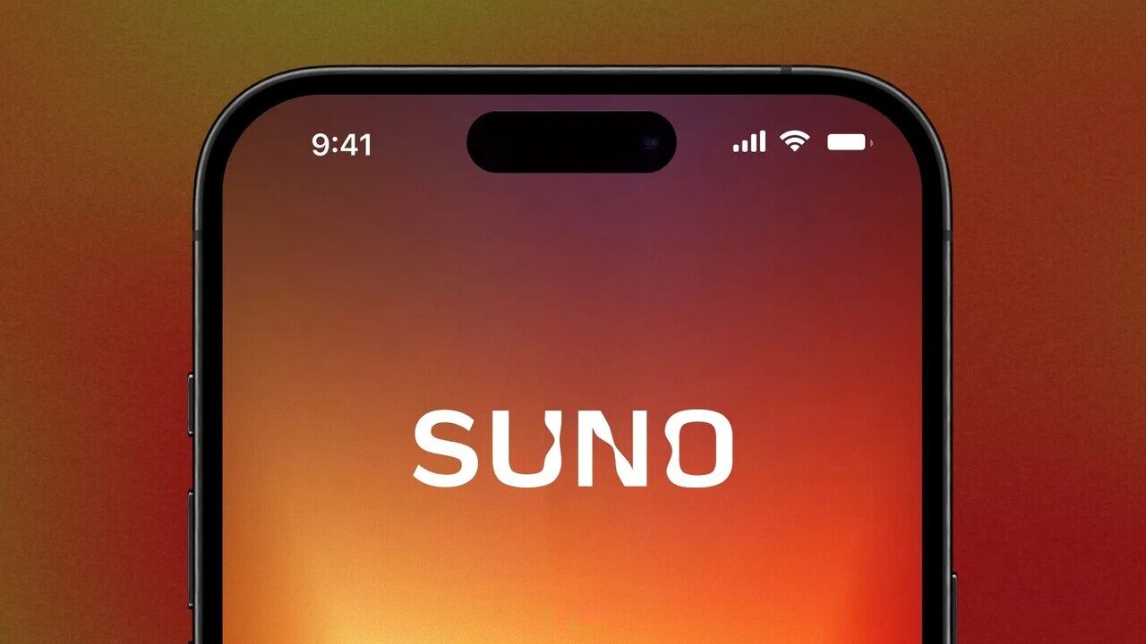 تصویری از لوگوی Suno روی تلفن همراه