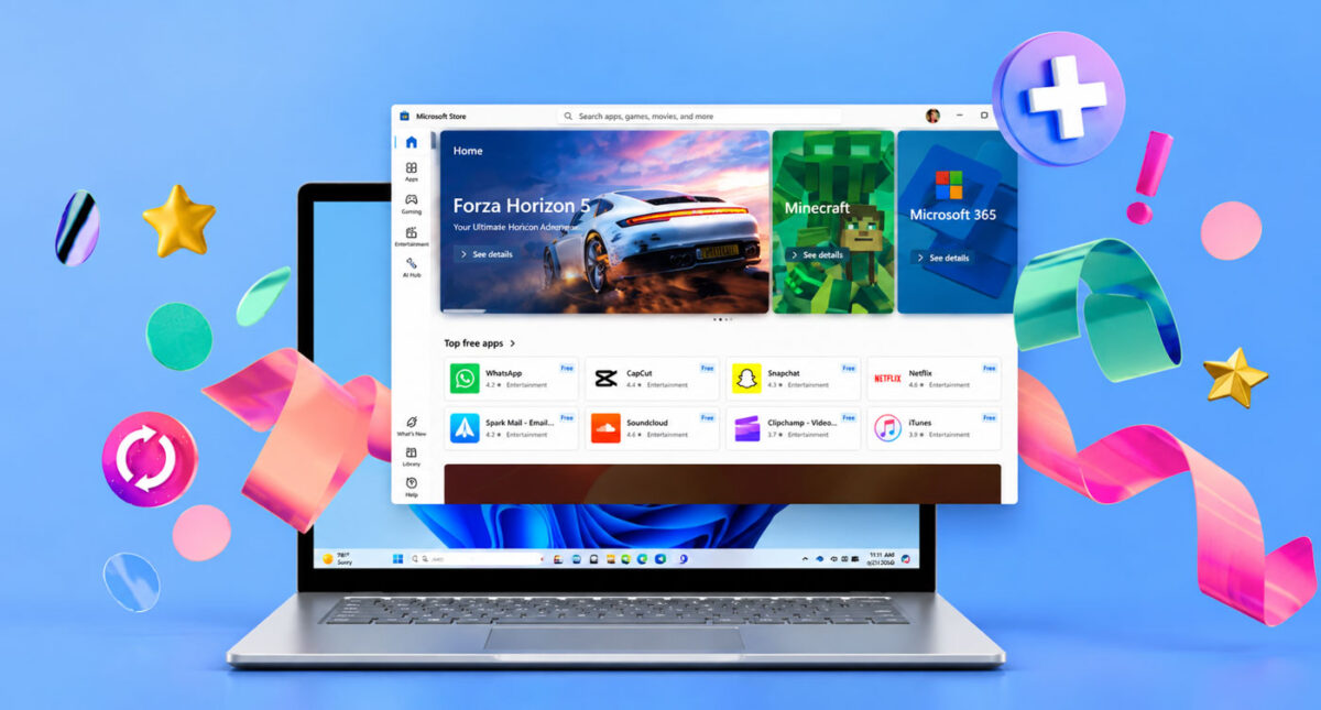 نمایش Microsoft Store روی لپتاپ ویندوزی با مجموعهای از برنامهها و بازیها