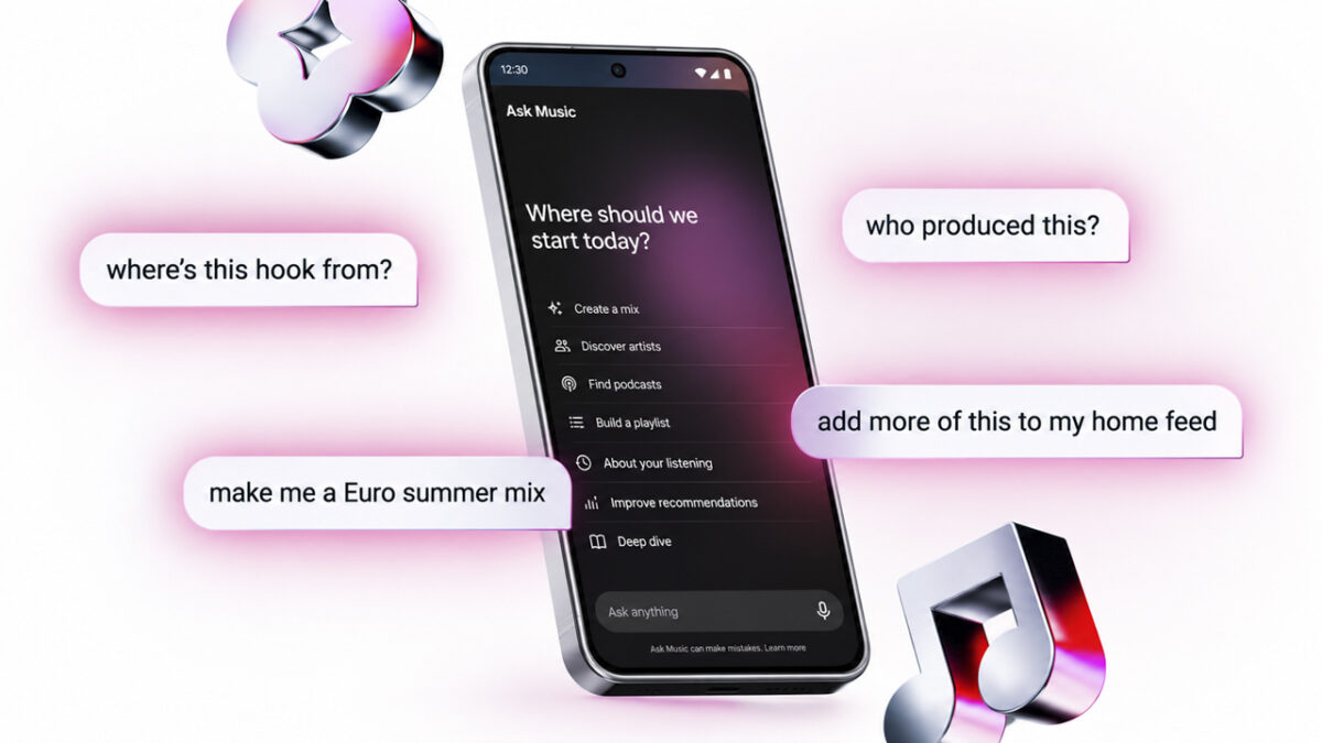 نمایش قابلیت Ask Music در YouTube Music برای جستوجوی مکالمهای، ساخت پلیلیست و کشف موسیقی با هوش مصنوعی