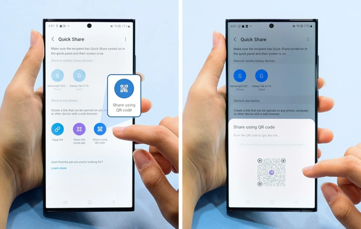 انتقال فایل در اندروید با Quick Share