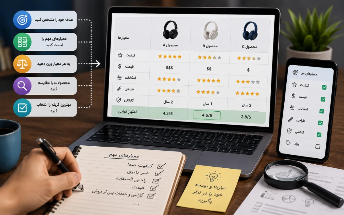 چگونه معیارهای مهم برای مقایسه محصولات را مشخص کنیم؟