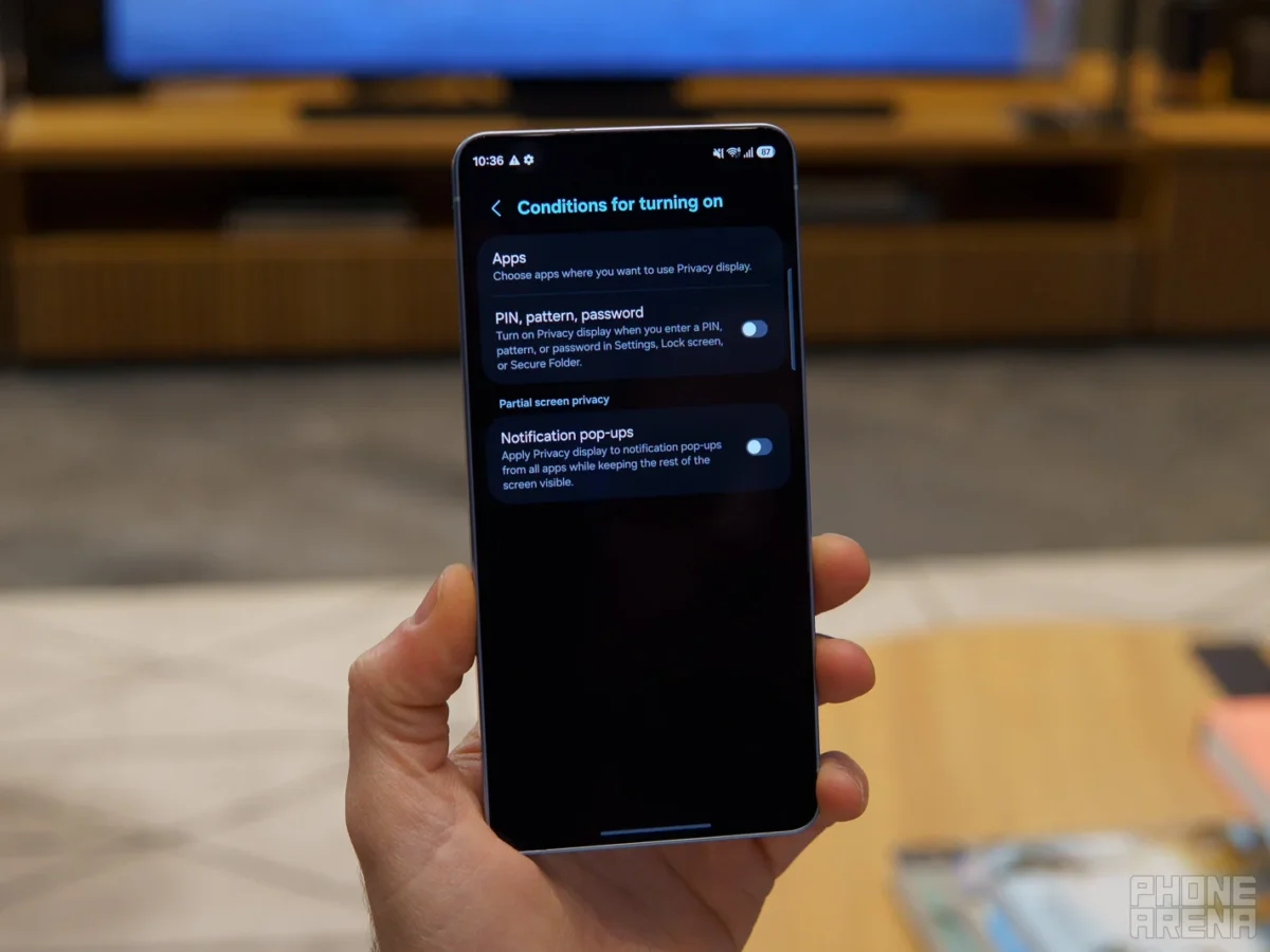 قابلیت Privacy Display در گوشی گلکسی S26 اولترا