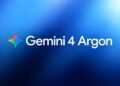 لوگوی رنگارنگ چهارپر هوش مصنوعی در کنار نوشته سفید Gemini 4 Argon روی پس‌زمینه گرادیان آبی تیره و روشن.