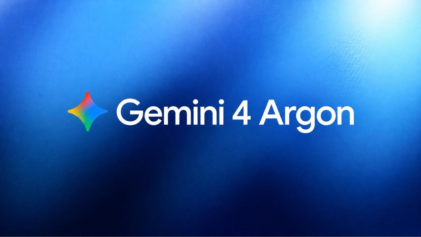 لوگوی رنگارنگ چهارپر هوش مصنوعی در کنار نوشته سفید Gemini 4 Argon روی پسزمینه گرادیان آبی تیره و روشن.