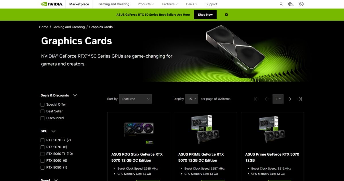 کارت گرافیک RTX 5080 در فروشگاه آنلاین انویدیا موجود نیست