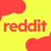 نوشته قرمزرنگ reddit در مرکز پسزمینهای به رنگ زرد روشن همراه با طرحهای گرافیکی انتزاعی از لوگوی ردیت در گوشهها.