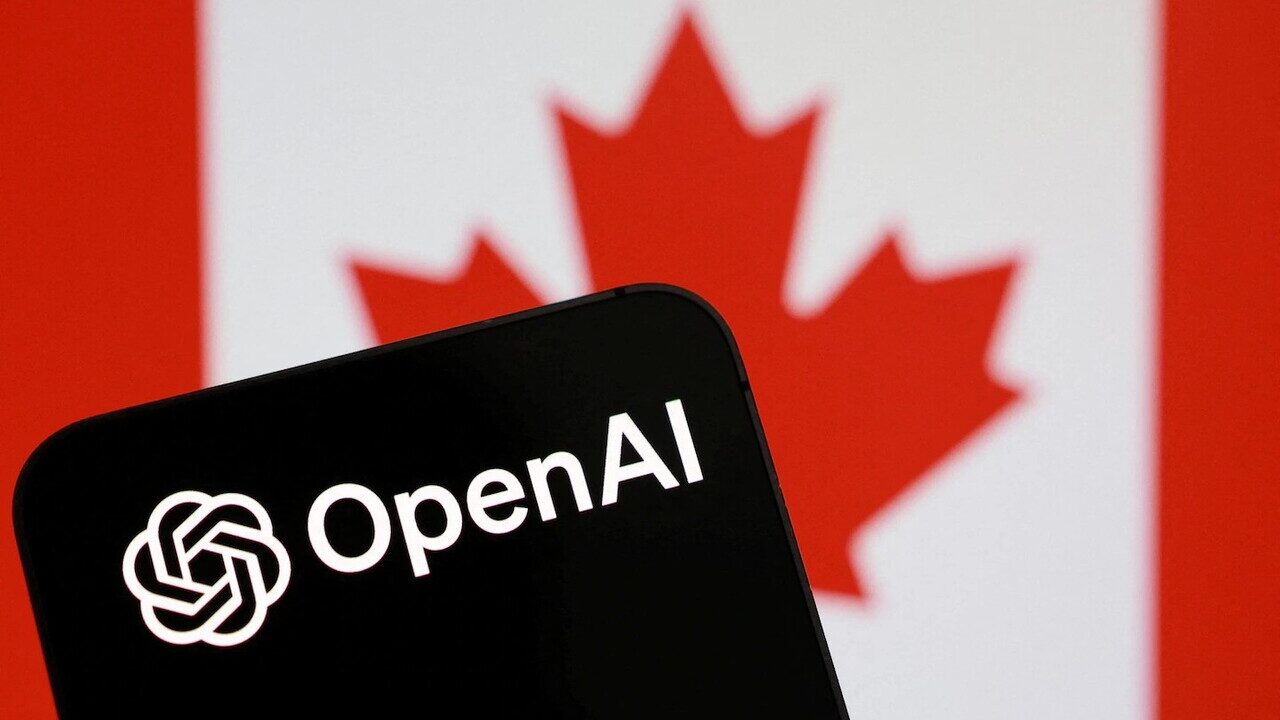 تصویری از لوگوی OpenAI در کنار پرچم کانادا