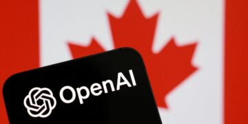 تصویری از لوگوی OpenAI در کنار پرچم کانادا
