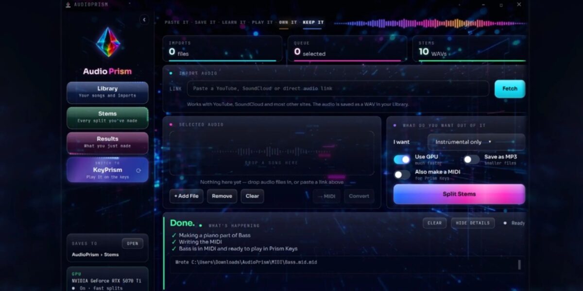 اپلیکیشن AudioPrism بخشهای مختلف آهنگ را تفکیک میکند
