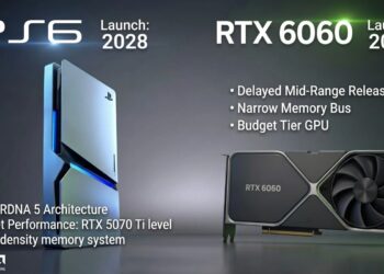 تصویری از کارت گرافیک RTX 6060 و PS6