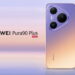 گوشی هوآوی پورا ۹۰ پلاس به رنگ بنفش و طلایی در کنار عبارت «HUAWEI Pura 90 Plus» و لوگوی XMAGE روی پس‌زمینه افق.