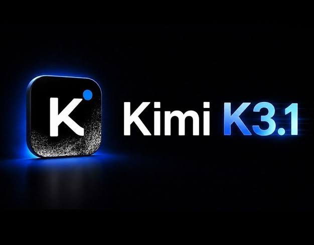 پوستر معرفی مدل هوش مصنوعی «Kimi K3.1» از شرکت مانشات (Moonshot AI) با لوگوی حرف K و پسزمینه مشکی و نورپردازی آبی.