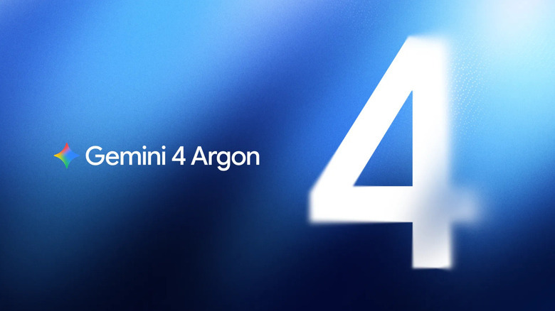 تصویر گرافیکی با نوشته سفید Gemini 4 Argon و یک عدد بزرگ ۴ محو و درخشان روی پسزمینه بافتدار آبی.