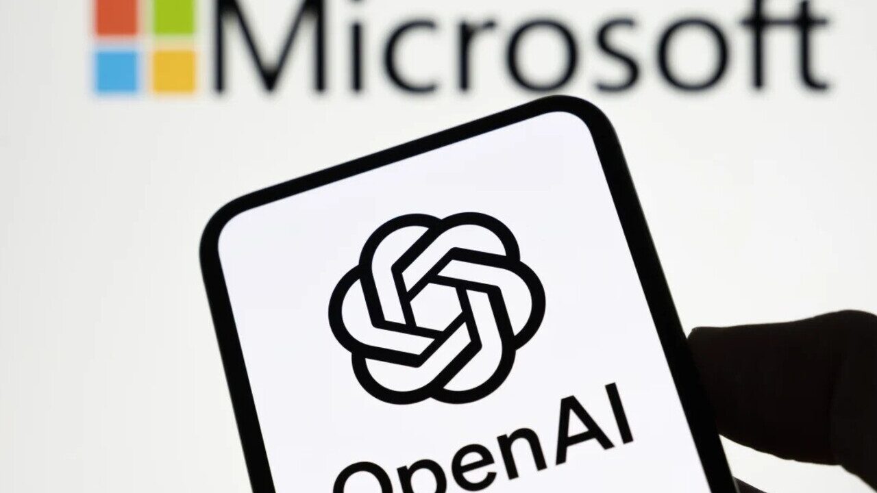 تصویری از لوگوی شرکت مایکروسافت و OpenAI