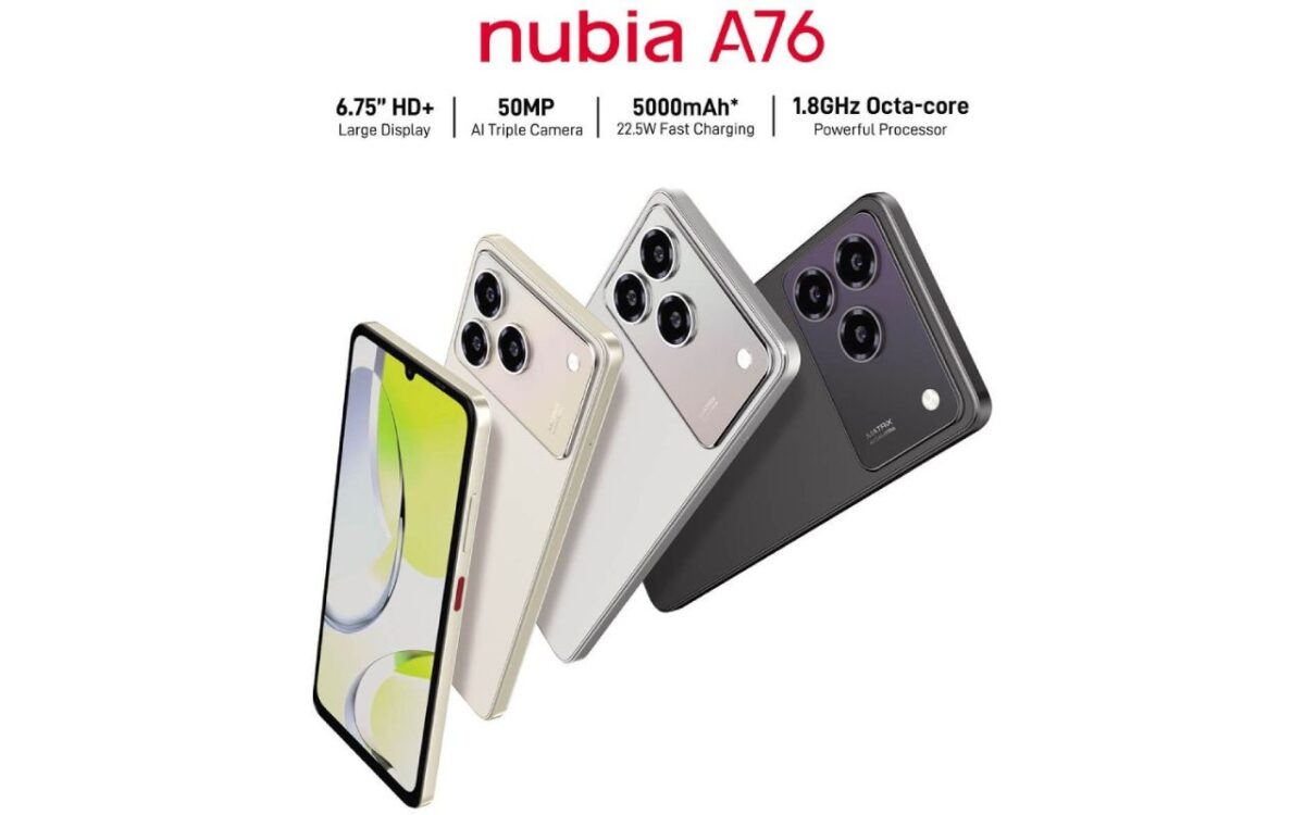 تصویری از گوشی nubia A76 4G در رنگهای مختلف