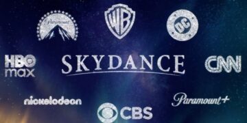 تصویری از لوگوی شرکت Skydance و لوگوی شرکت هایی که صاحب آن شده است
